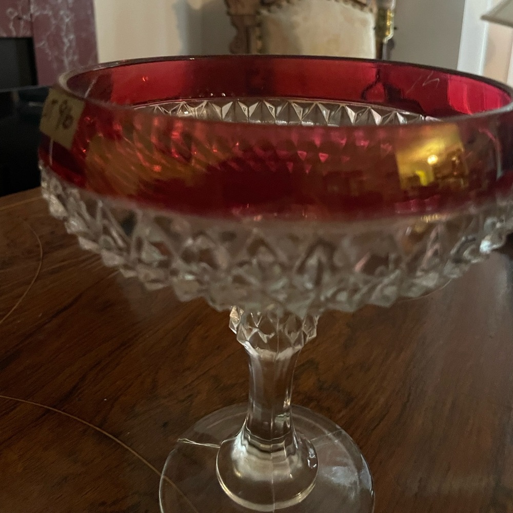 Vintage Indiana Cranberry Glass Compote